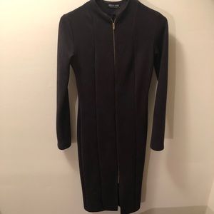 Charcoal Grey Faux Suede Bodycon Midi Dress.